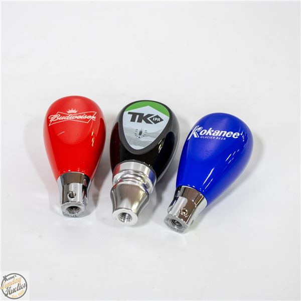 3 BAR TAP HANDLES BUDWEISER TKO KOKANEE