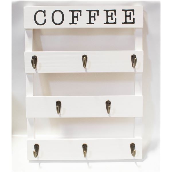 SOLID WOOD COFFEE MUG HOLDER. HOLDS 8