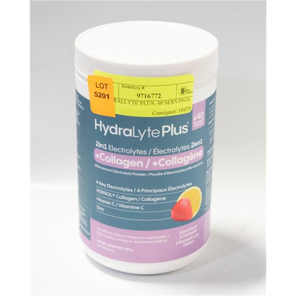 HYDRALLYTE PLUS. 40 SERVINGS. 2-1