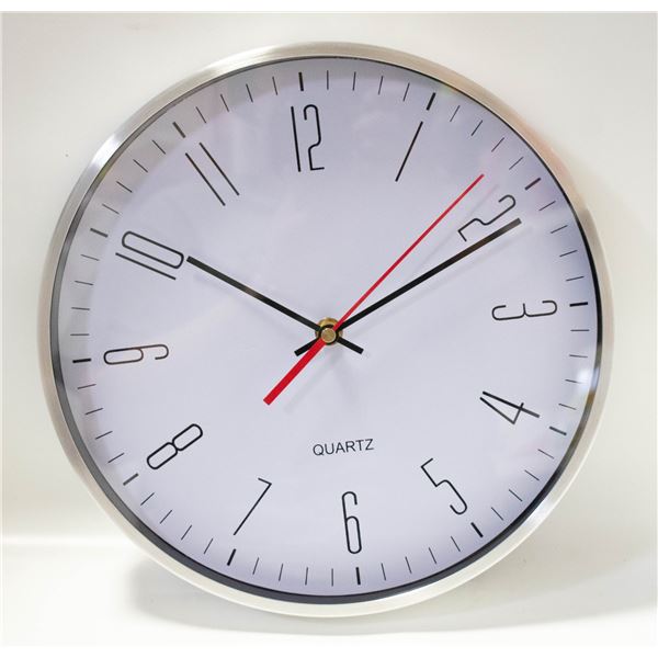 WALL CLOCK. BRUSHED ALUMINUM FRAME