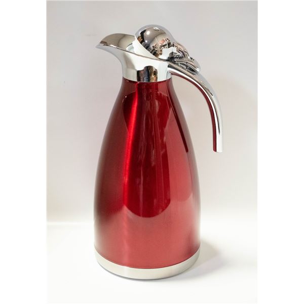 2 LITRE RED VACUUM JUG. WATER/MILK/
