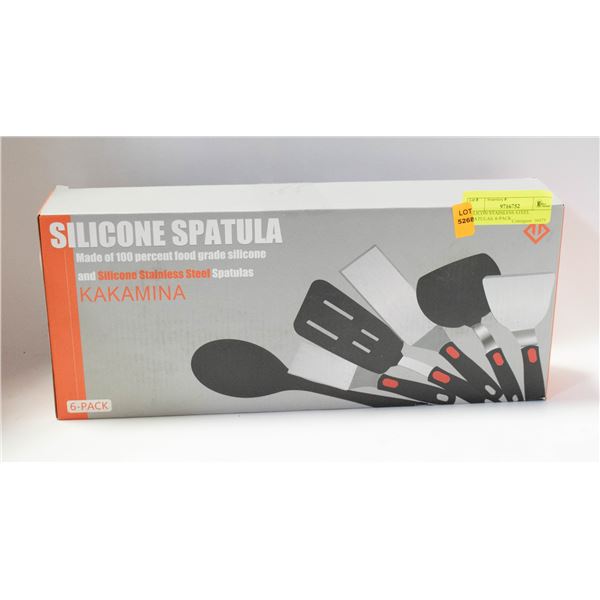 SILICON STAINLESS STEEL SPATULAS. 6 PACK.