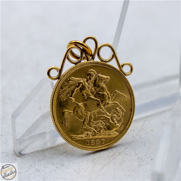1887-M AUSTRALIAN GOLD COIN PENDANT YOUNG HEAD