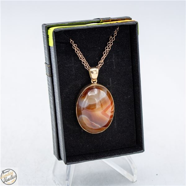 ANTIQUE CARNELIAN NECKLACE PENDENT STAMPED 15 CT