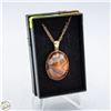 Image 1 : ANTIQUE CARNELIAN NECKLACE PENDENT STAMPED 15 CT