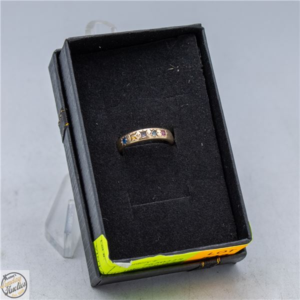 VINTAGE 10K GOLD 5 STONE FAMILY BAND RING SZ 4.5