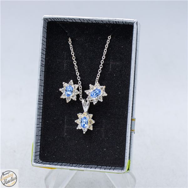 MATCHING BLUE EARRING AND NECKLACE SET