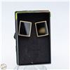 Image 1 : PAIR VINTAGE 14K RECTAGULAR ONYX EARRINGS