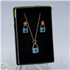 Image 1 : MATCHING 14K GOLD BLUE TOPAZ NECKLACE & EARRING