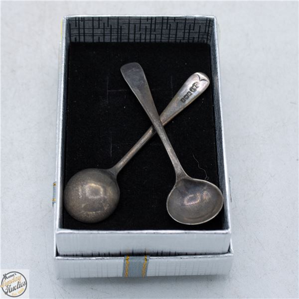 2 ANTIQUE STERLING SILVER SALT SPOONS 1924-1925