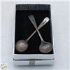 Image 1 : 2 ANTIQUE STERLING SILVER SALT SPOONS 1924-1925
