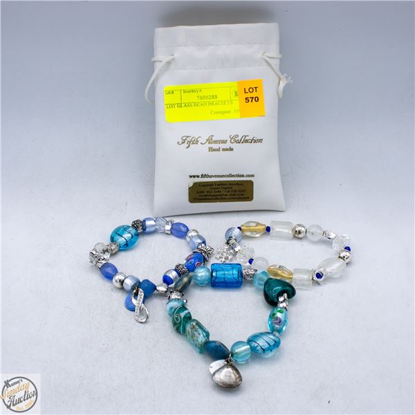 LOT GLASS BEAD BRACELETS