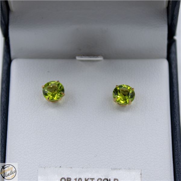 HUDSONS BAY PERIDOT STUD EARRINGS 10K GOLD 6.0MM