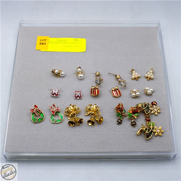 LOT OF 11 HOLIDAY EARRINGS