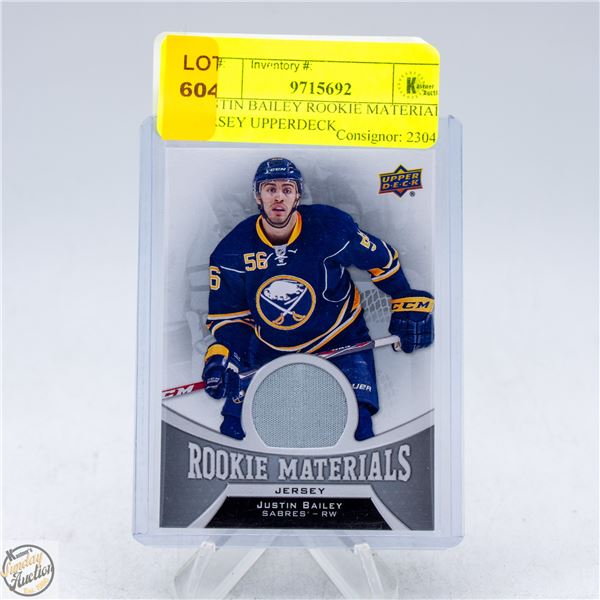 JUSTIN BAILEY ROOKIE MATERIALS JERSEY UPPERDECK