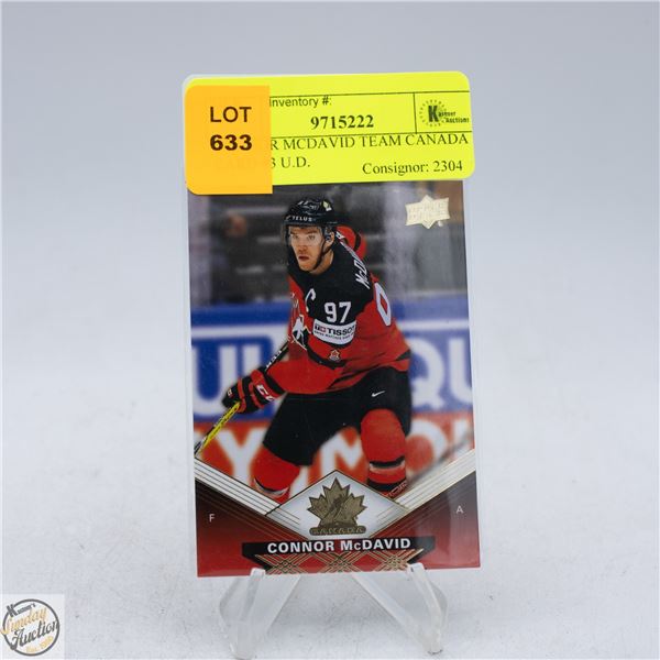 CONNOR MCDAVID TEAM CANADA CARD #3 U.D.