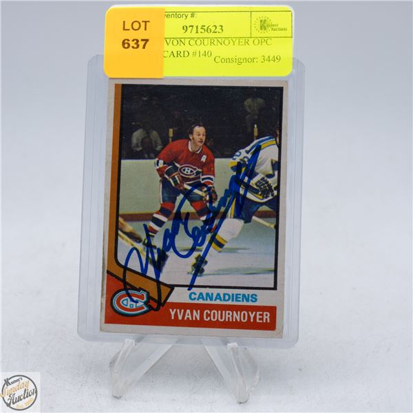 SIGNED YVON COURNOYER OPC HOCKEY CARD #140