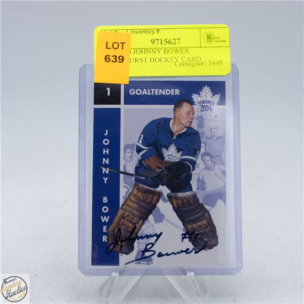 SIGNED JOHNNY BOWER PARKHURST HOCKEY CARD