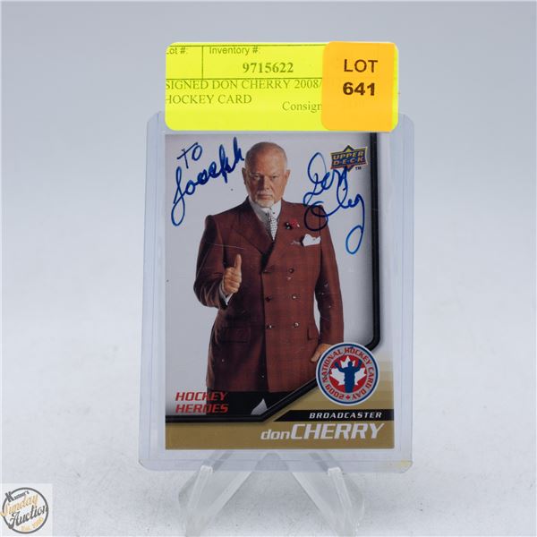 SIGNED DON CHERRY 2008/09 UD HOCKEY CARD