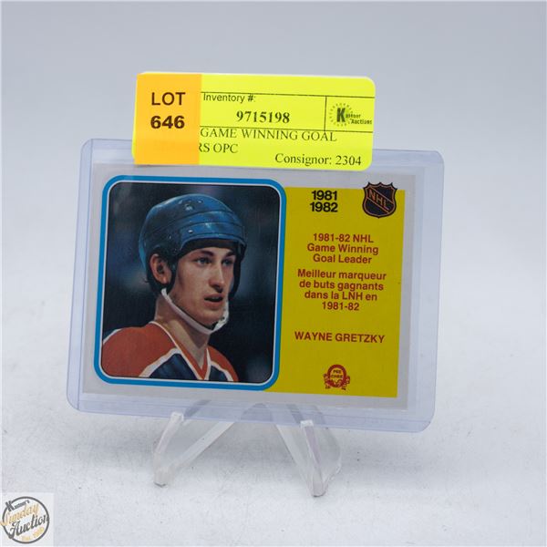 1981-82 GAME WINNING GOAL LEADERS OPC