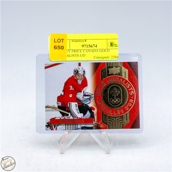 CAREY PRICE CANADA GOLD MEDALISTS UD