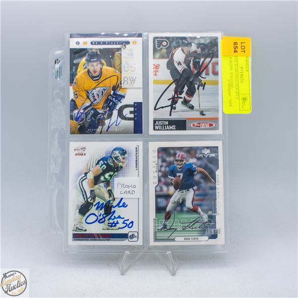 LOT OF FOUR SIGNED HOCKEY CARDS: JORDIN TOOTOO,