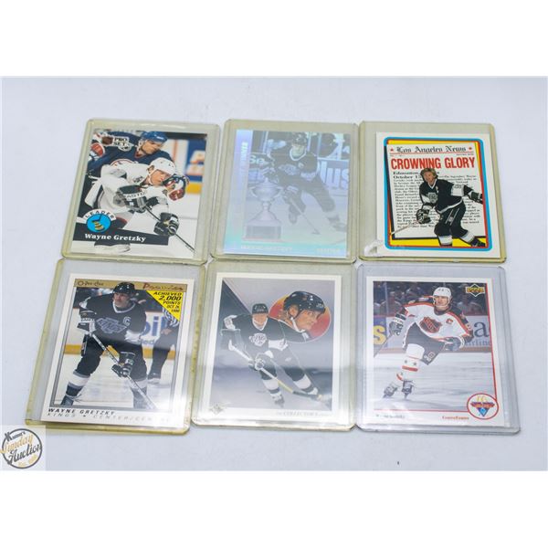 LOT OF 6 WAYNE GRETZY CARDS IN CASE