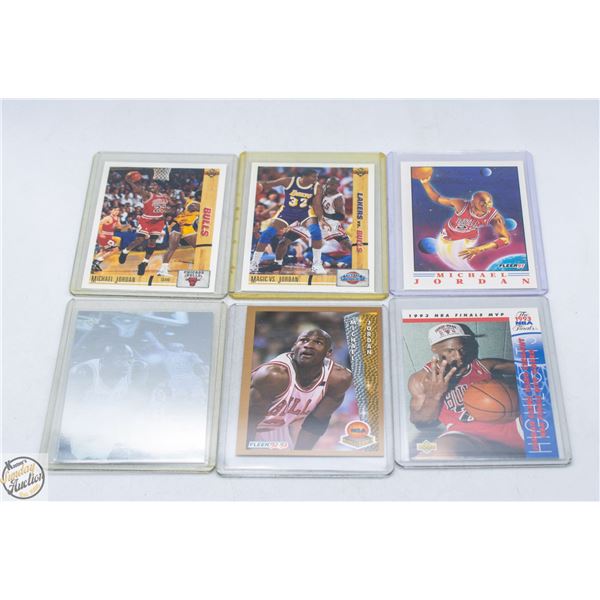 LOT OF 6 MICHEAL JORDAN CARDS IN CASE