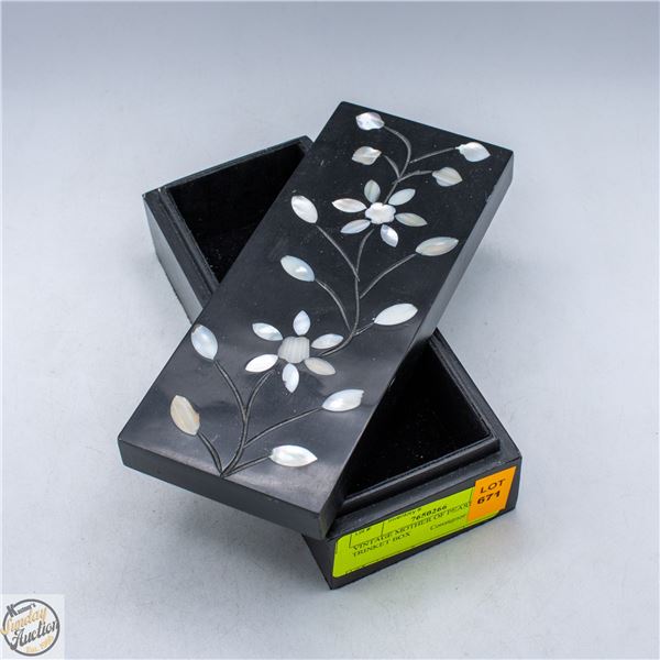 VINTAGE MOTHER OF PEARL INLAY TRINKET BOX