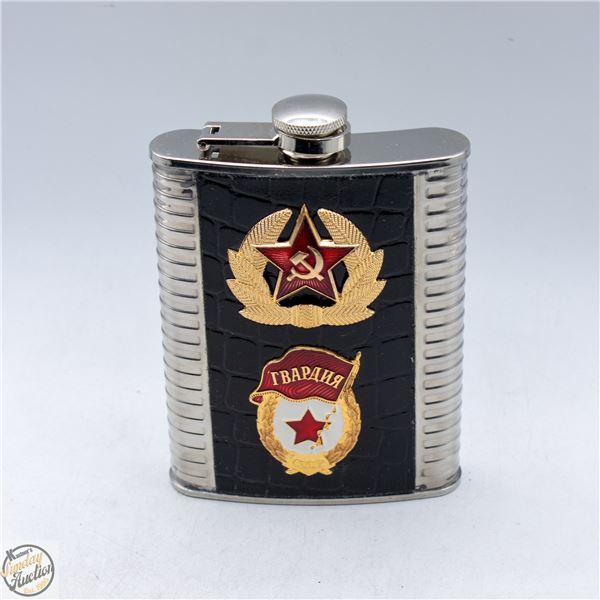 RUSSIAN MILITARY FLASK METAL 8 OZ CAPACITY