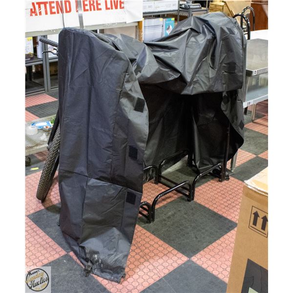 ZETTUM FIREWOOD RACK & WATERPROOF COVER - BLACK