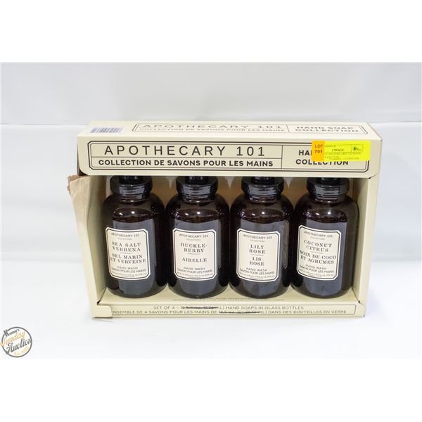 4 PACK OF APOTHECARY 101 HAND SOAP COLLECTION