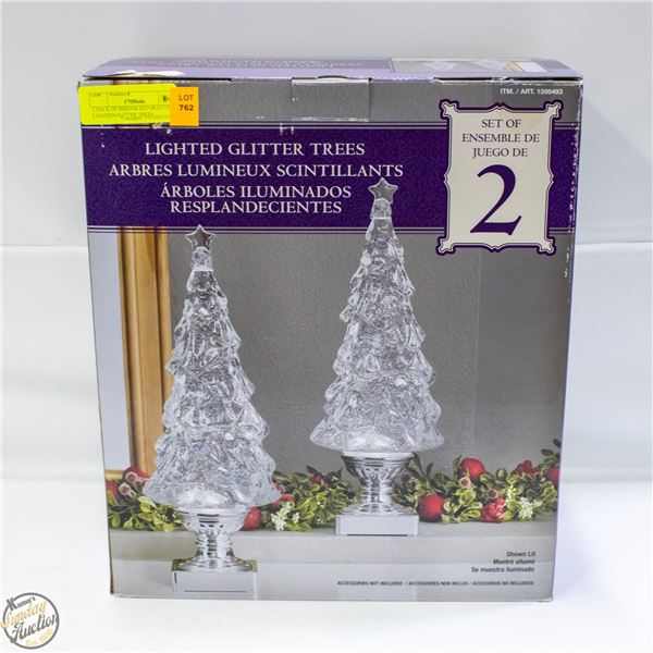2 PACK OF INDOOR DECORATIVE LIGHTED GLITTER TREES