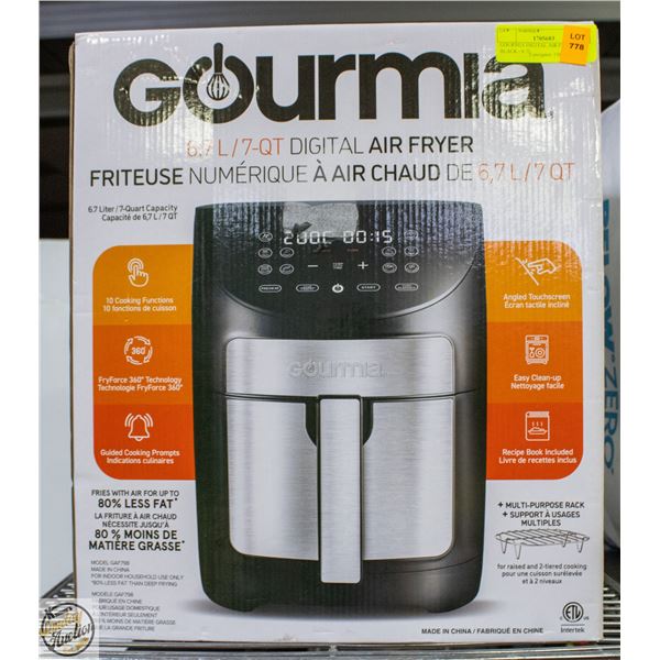 REPACKED GOURMIA DIGITAL AIR FRYER BLACK - 6.7L