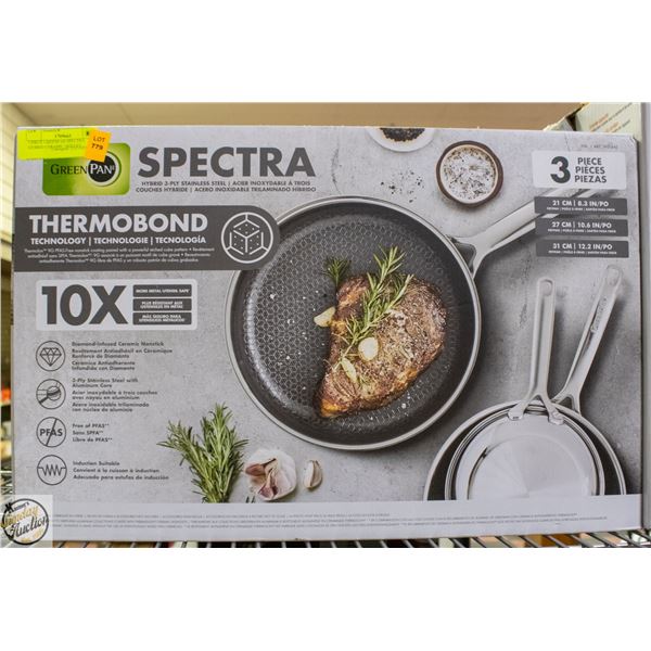 3 PIECE GREENPAN SPECTRA HYBRID CERAMIC SKILLET
