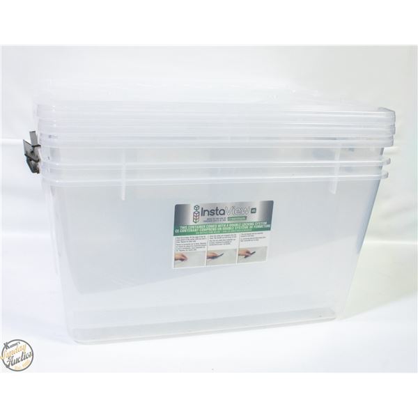 3 PACK OF GREENMADE CLEAR STORAGE BINS WITH LOCKIN