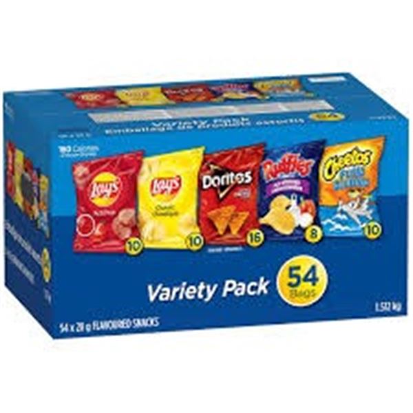FRITO LAY VARIETY CHIP SNACK PACK - 54 BAGS X 28G