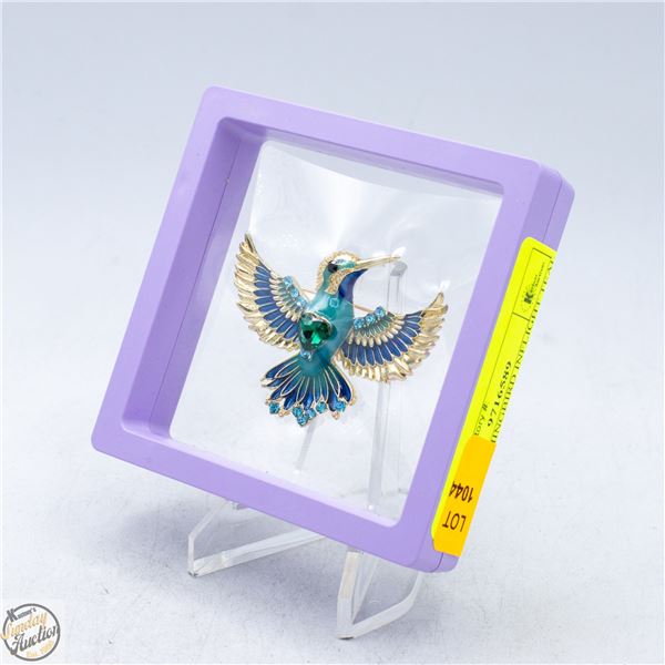 NEW HUMMINGBIRD INFLIGHT TEAL RHINESTONES