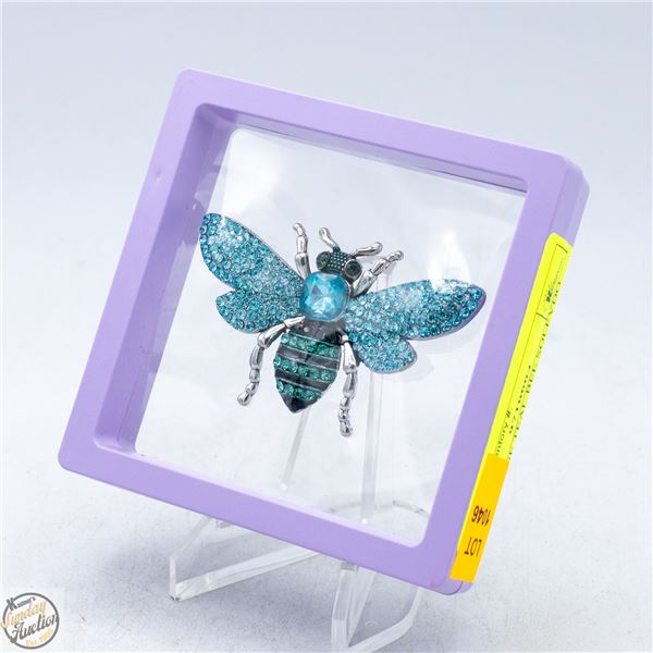 NEW LARGE TEAL BEE SOLEVDO RHINESTONE