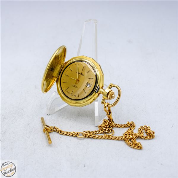 ESTATE BEN MOSS POCKET WATCH W/CHAIN SWISS-ESTATE