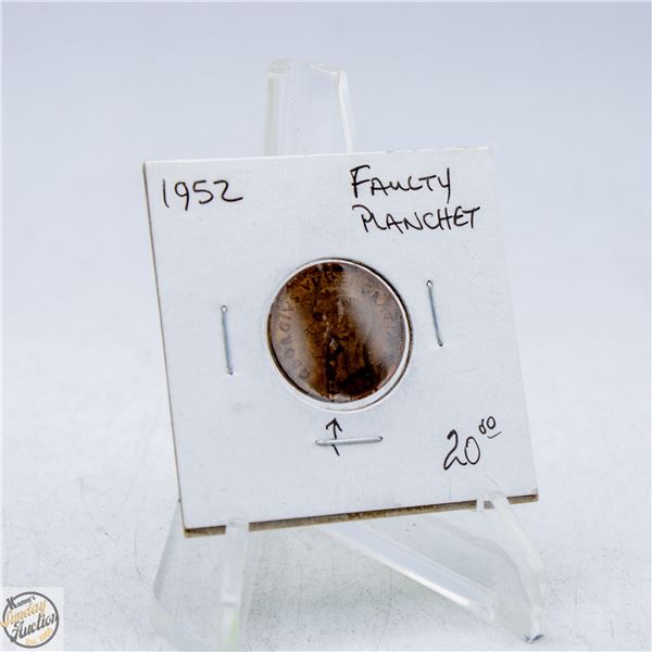#4743-1952 PENNY WITH FAULTY PLANCHET