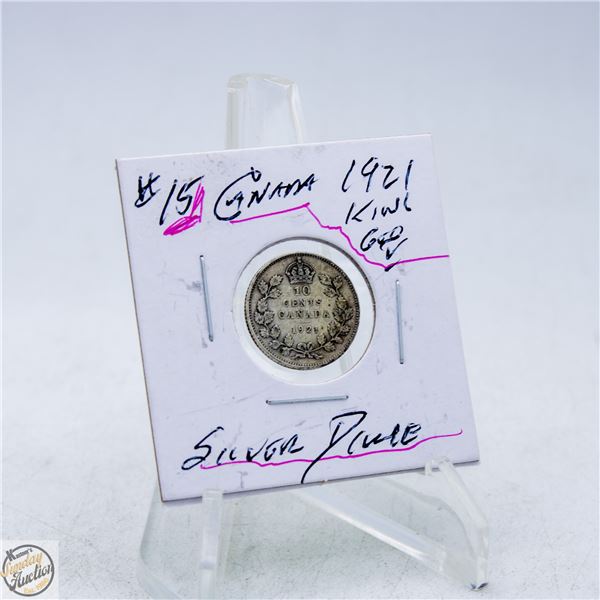 #4731-SILVER 1921 KING GEORGE 10 CENT COIN