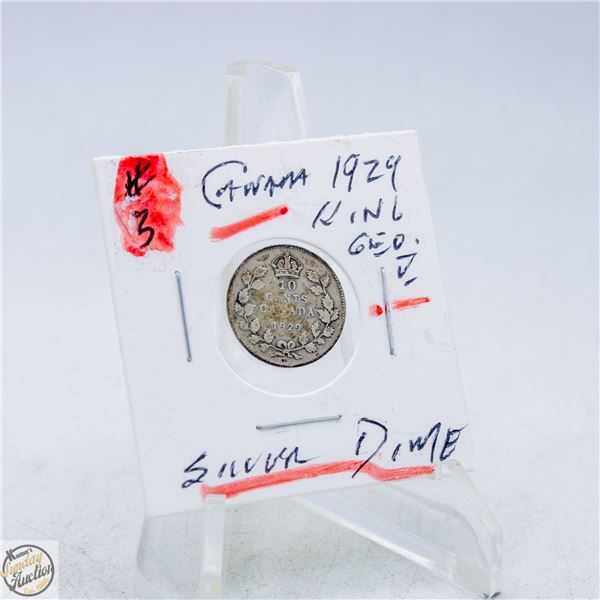 #4732-SILVER 1929 KING GEORGE 10 CENT COIN