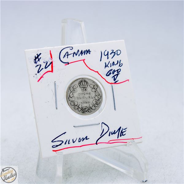 #4733-SILVER 1930 KING GEORGE 10 CENT COIN