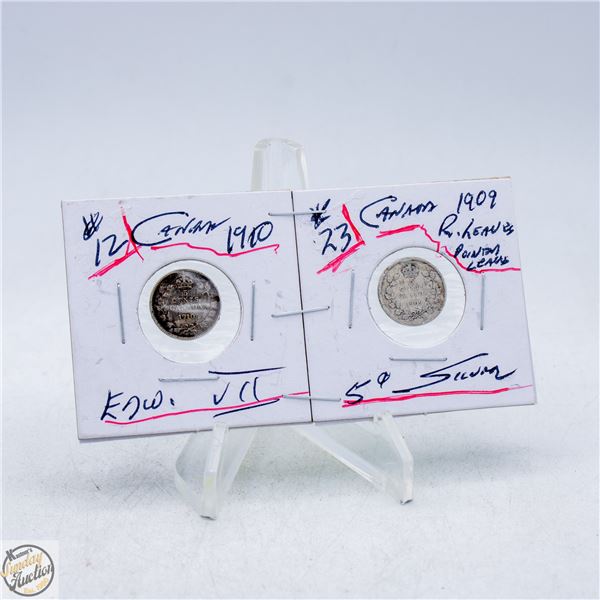 #4725-SILVER 1909 KING EDWARD 5 CENT,