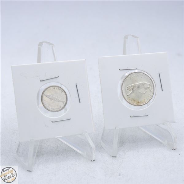 1967 CANADA SILVER QUARTER & DIME 80% SILVER