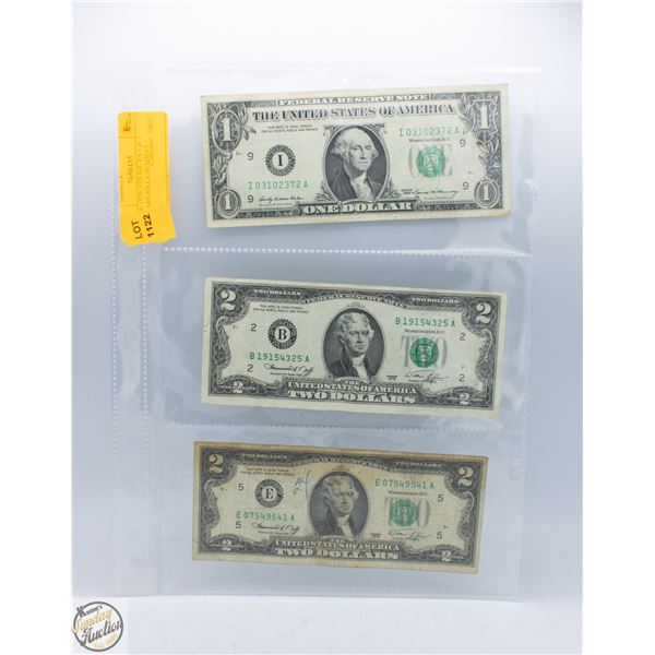 1969 & 1976 AMERICAN 1 & 2 DOLLARS BILLS IN SHEET