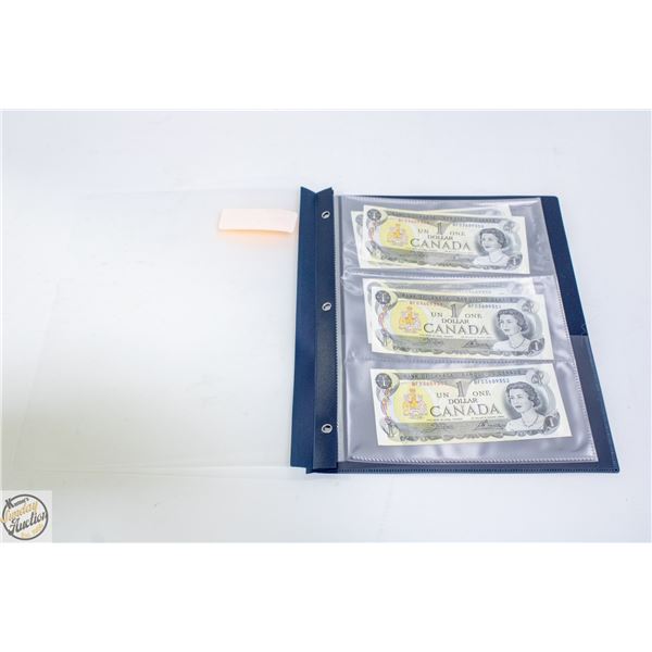 5 UNCIRCULATED 1973 $1 BILLS CANADA