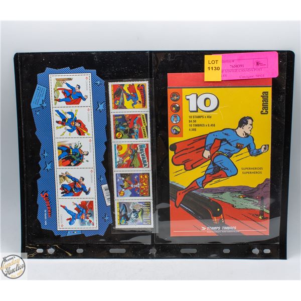 SHEET OF VINTGE CANADA POST SUPERMAN