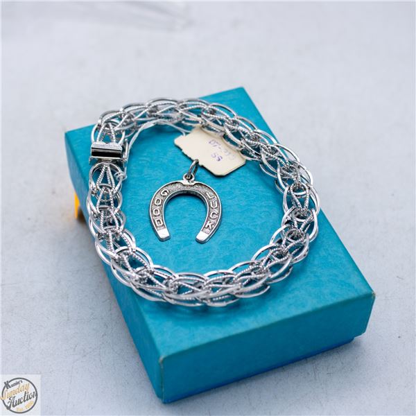 STERLING SILVER CHARM BRACELT BASE WITH SILVER